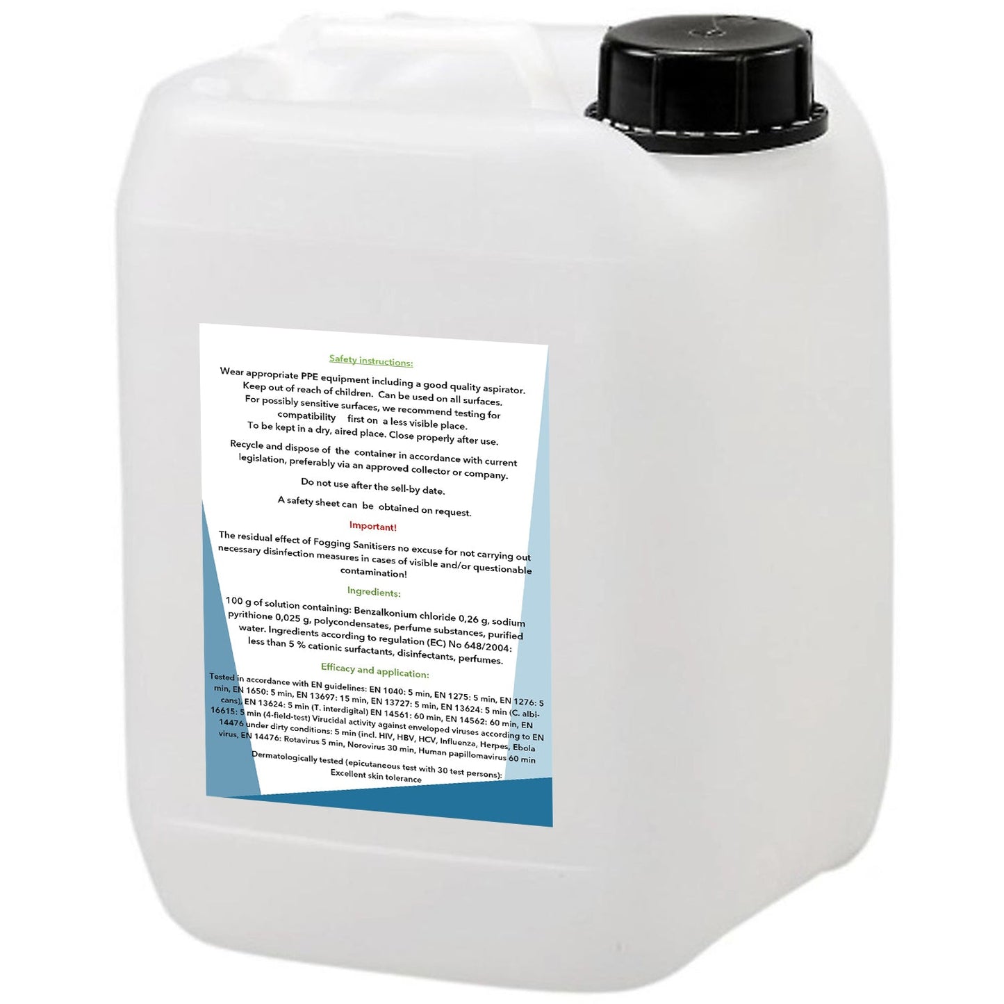 Fogging Sanitiser Solution - Covid Certified with 10 day activity - 10L